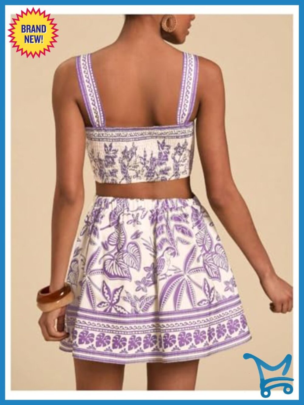 Two Piece Set Crop Cami Top and Skirt Set Vacation Outfit - Picture 2 of 4